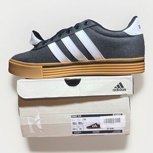 Adidas Daily 4.0 Mens Size 10.5 Shoes Charcoal White Gum Canvas Skate IF4492 NEW
